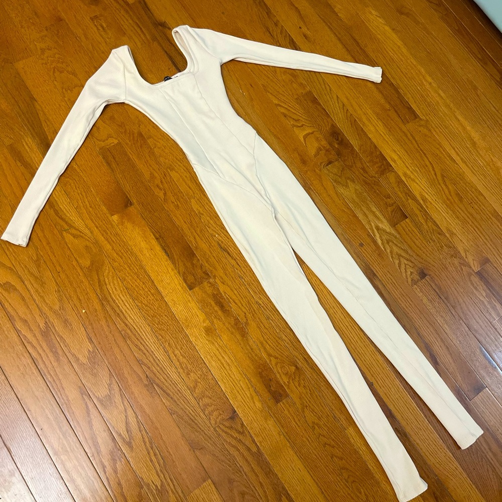 Naked Wardrobe Snatched Vibes Jumpsuit - Small - Cream